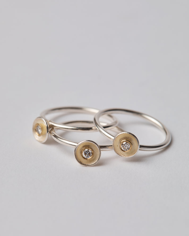 Shimara Carlow — Acorn Stack Ring with Three Diamonds