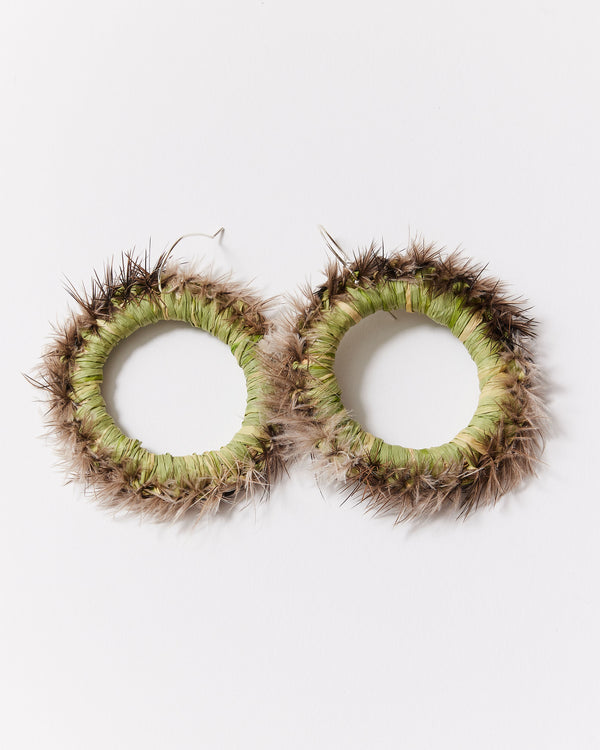 Ange Jeffery– 'Fern' Woven Hoop Earrings in Green