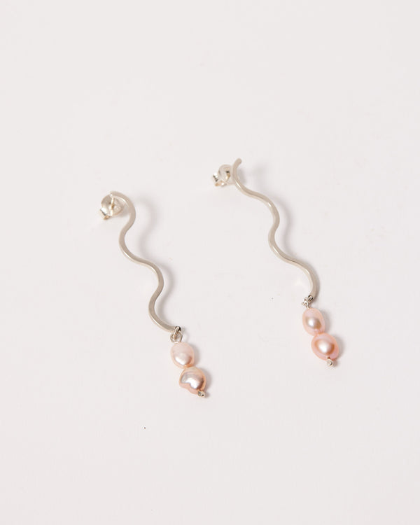 Danielle Barrie —  'Large Wave' Earrings with Lilac Pearls