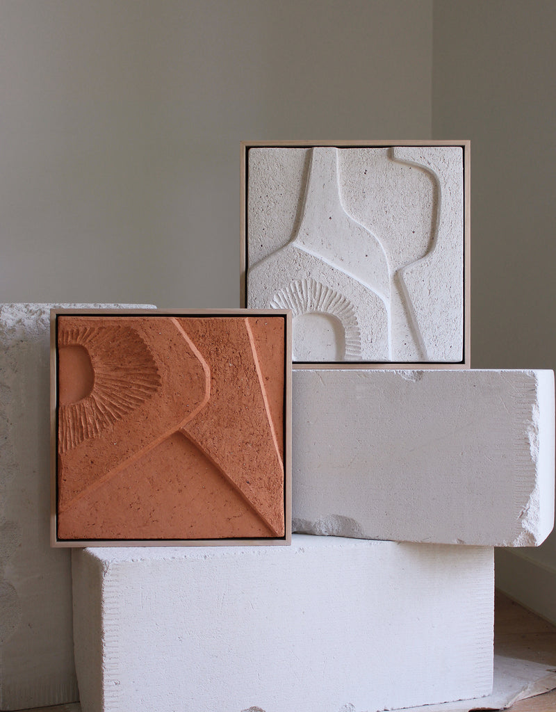 Jan Vogelpoel — 'White Abstract' Tile Sculpture, 2024