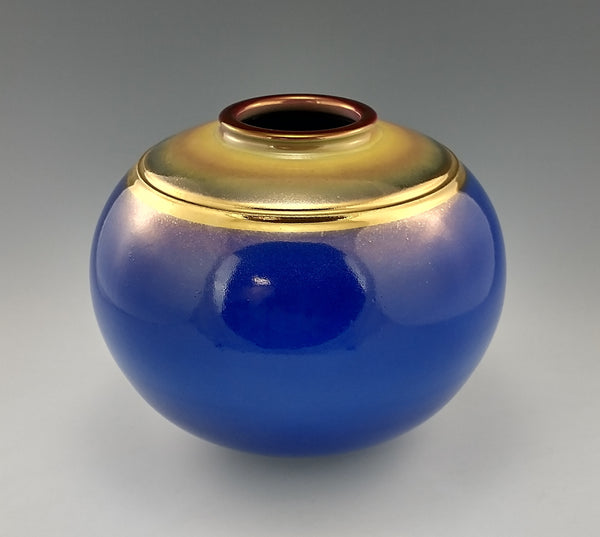 Timothy White — Vessel with Blue Glaze and Gold and Ruby Lustre