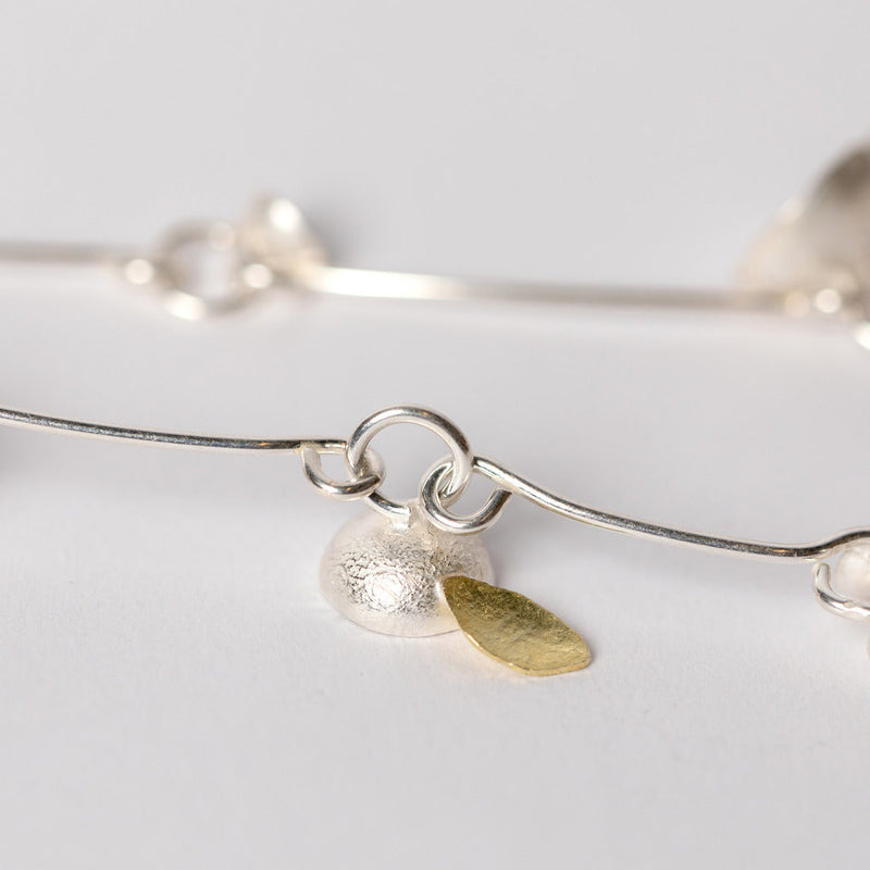 Shimara Carlow— Acorn Cup Bracelet in Sterling Silver with Gold Leaf