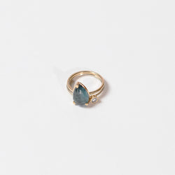 Shimara Carlow— Pear Aquamarine Ring Stack with White Diamond in 9ct Gold