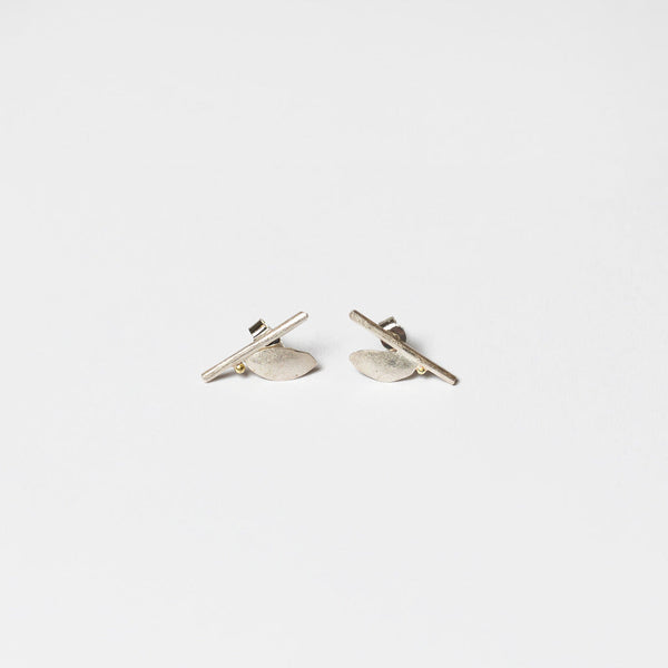 Shimara Carlow— Leaf Stud Earrings in Sterling Silver and Gold