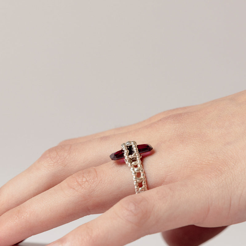 Darius Rust —Silver Granulation Ring with Ruby’