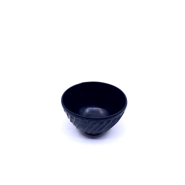 Terunobu Hirata — Small Twist Fluted Black Matte Rice Bowl