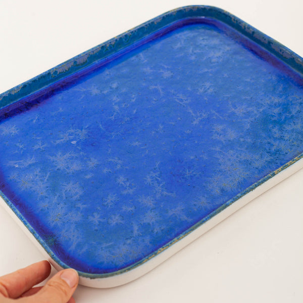 Ryan L Foote — Crystalline Glaze Square Plate in Southern Ocean