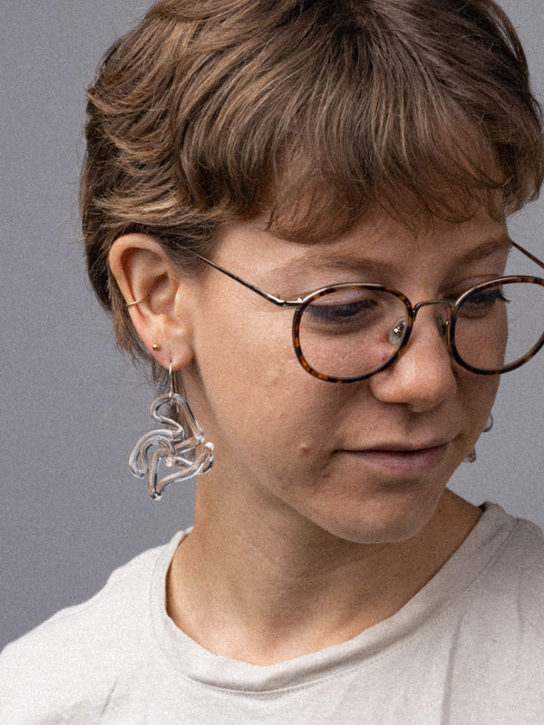 Sarah Dingwall —  Clear Large Scribble Earrings