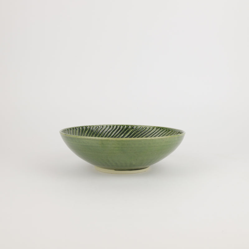 Terunobu Hirata — Diagonal Fluted Bowl in Oribe Green