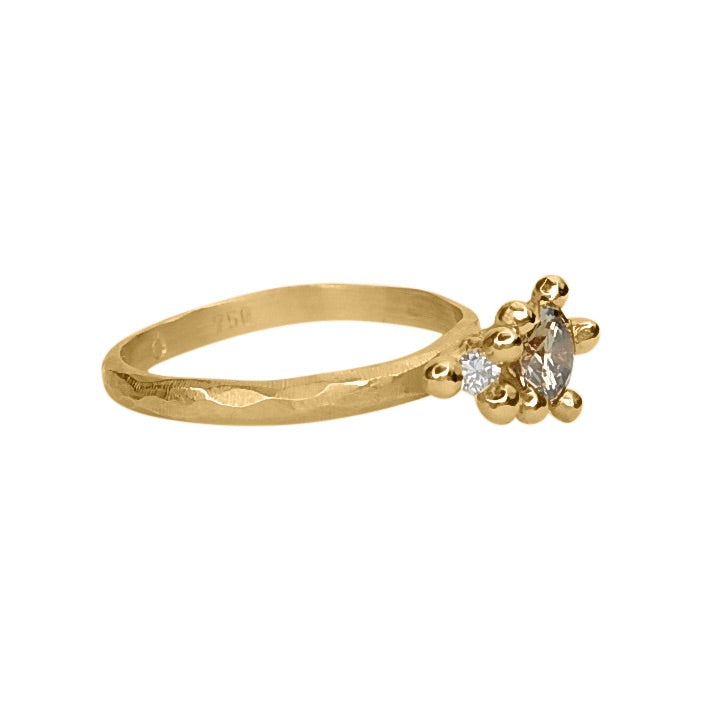 Taë Schmeisser — Nestled in Bloom Ring in 18ct Yellow Gold with Champagne and White Diamonds