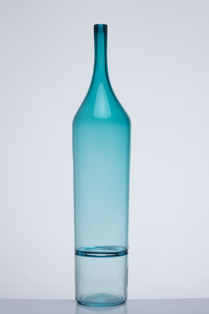 Katie-Ann Houghton — Large Teal 'Drop Bottle' Glass Sculpture | Vase - Australian made Glass 