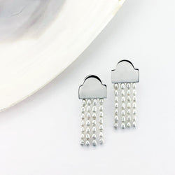 Victoria Mason — 'To Hold' Medium Tassel Earrings with Seed Pearls - Australian made Jewellery 