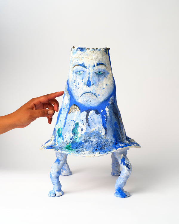 Claybia – 'The Blue Volcano' Sculptural Vase, 2023
