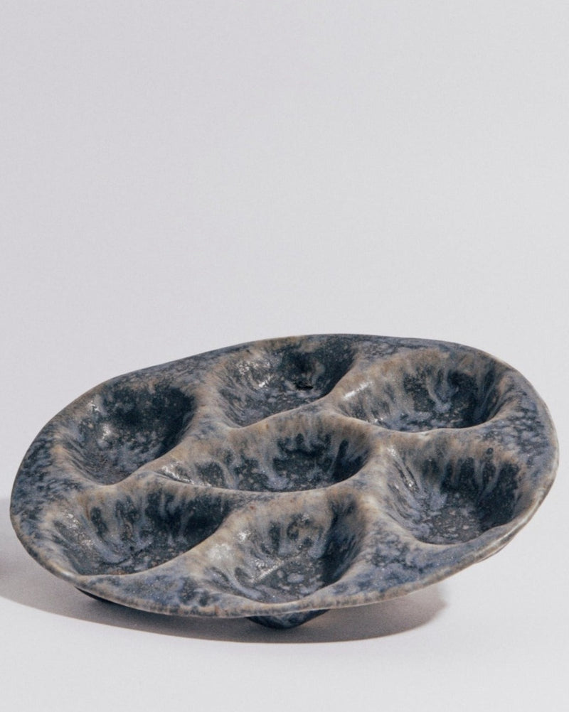 Christopher Plumridge  — '6' Oyster Plate in Black Crystal Matte