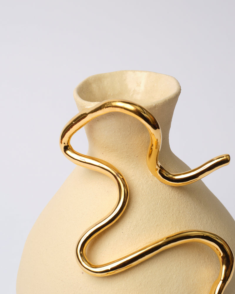 Jessica Sellinger— 'Gold Coil in Butter', Sculptural Vase