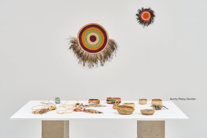 Aunty Patsy Doolan — 'Small Woven Mat with Feathers', (2025)