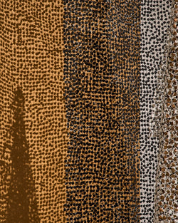 Emma Davies — 'Constellation of Threads', Sculptural Textile in Burnt Umber, Gold & White, 2025