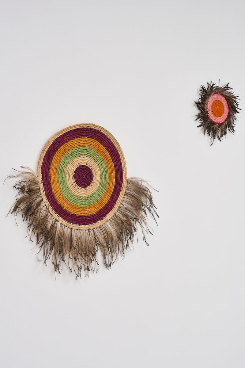 Aunty Patsy Doolan — 'Small Woven Mat with Feathers', (2025)