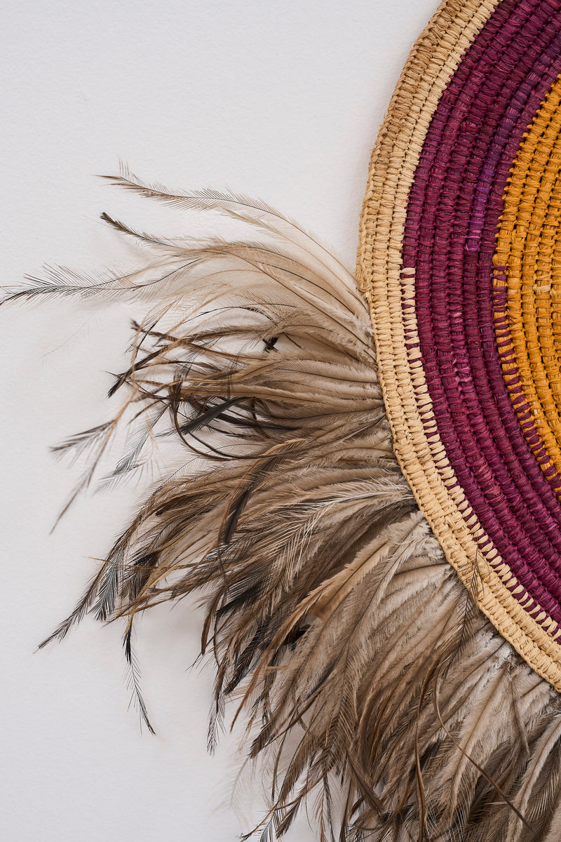 Aunty Patsy Doolan — 'Large Woven Mat with Feathers', (2025)