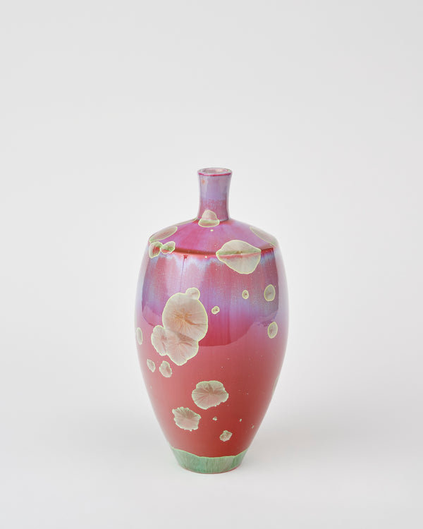 Ted Secombe — Medium Crystalline Glaze Pot, in Pink & Green