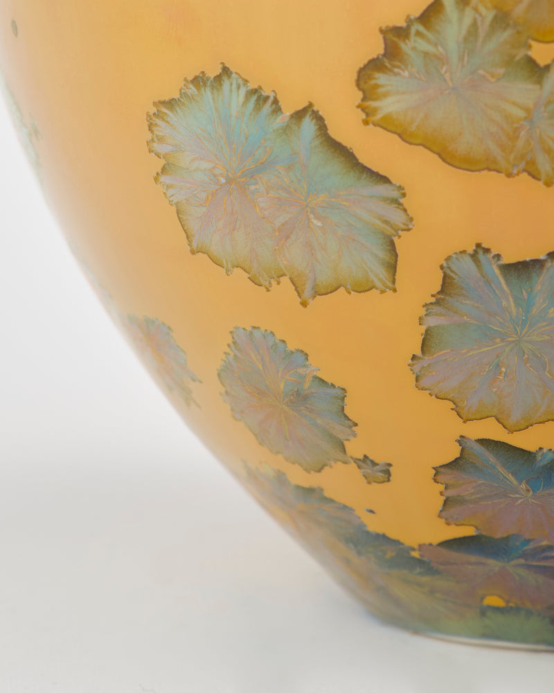 Ted Secombe — Small Crystalline Glaze Pot, in Orange & Pink