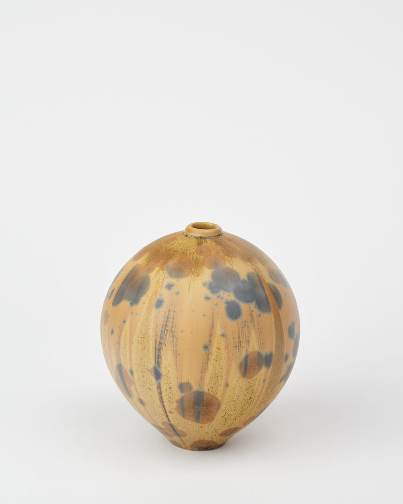 Ted Secombe — Small Crystalline Glaze Pot, in Blue & Orange