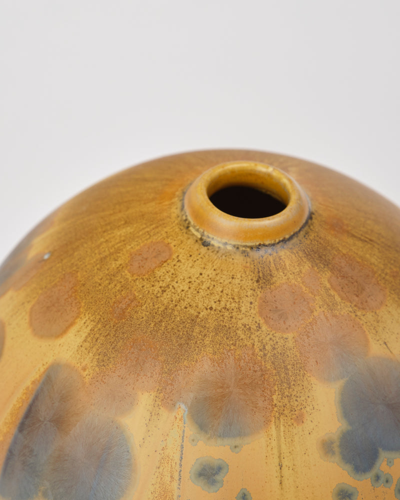 Ted Secombe — Small Crystalline Glaze Pot, in Blue & Orange