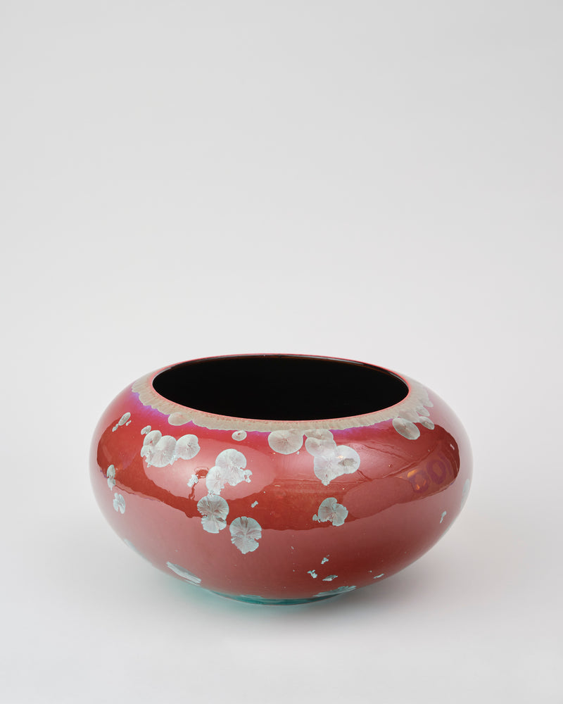 Ted Secombe — Large Crystalline Glaze Bowl, in Pink & Black