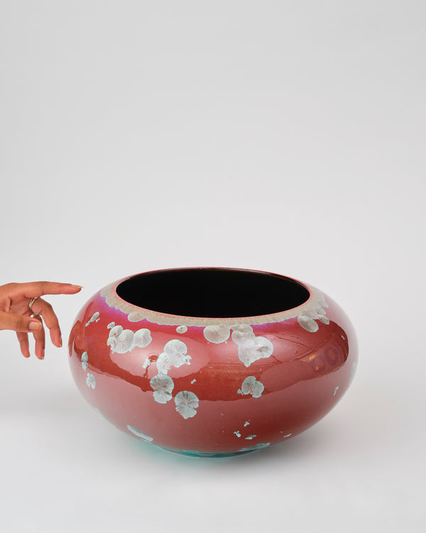 Ted Secombe — Large Crystalline Glaze Bowl, in Pink & Black