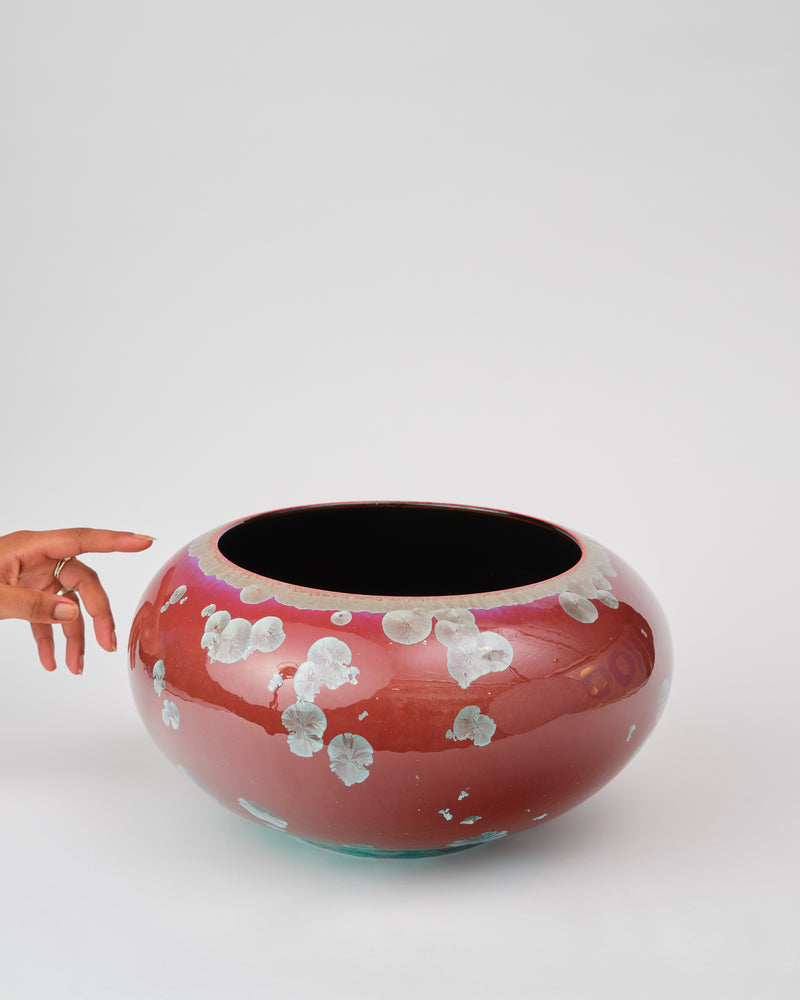 Ted Secombe — Large Crystalline Glaze Bowl, in Pink & Black