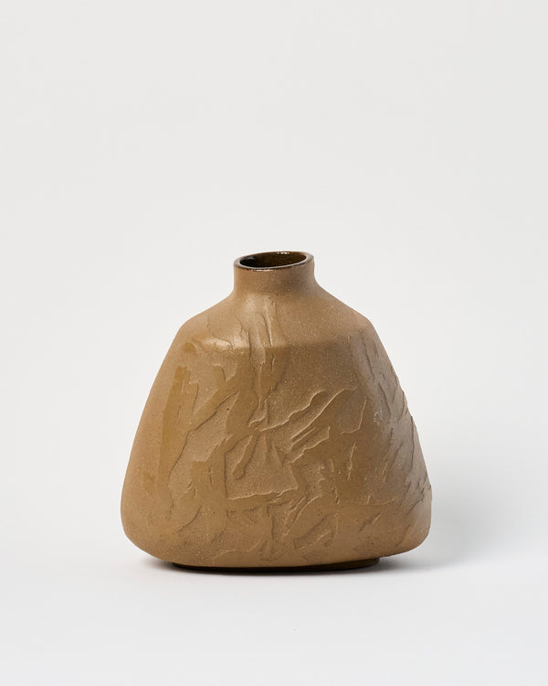 Amelia Black — 'Trace Sediment Raw Umber Bottle Lilly Pill', Sculptural Vessel