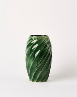 Terunobu Hirata —  Tall Faceted Oribe Green Vase