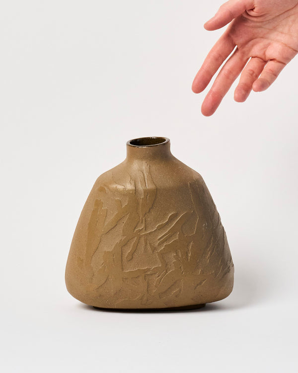 Amelia Black — 'Trace Sediment Raw Umber Bottle Lilly Pill', Sculptural Vessel