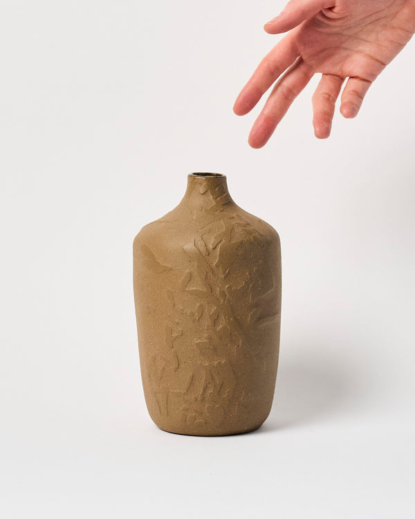 Amelia Black — 'Trace Sediment Raw Umber Bottle Scrub Brush', Sculptural Vessel
