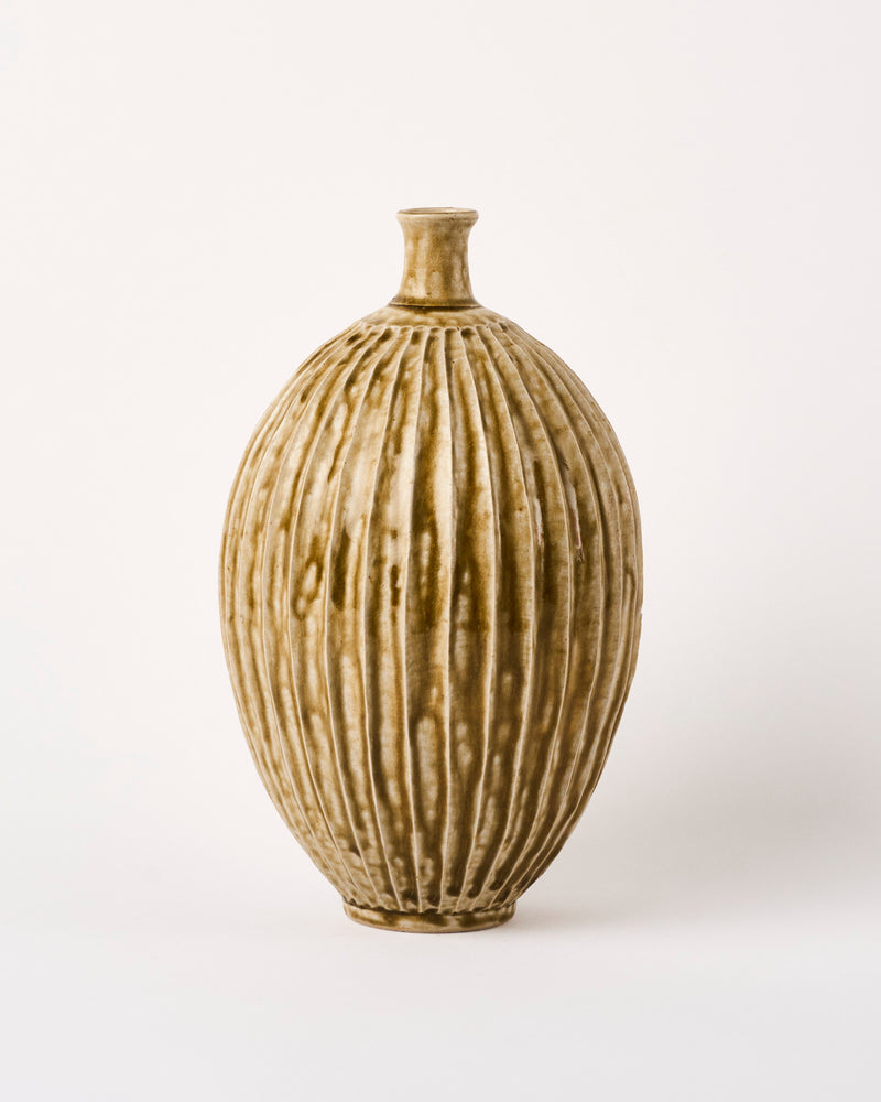 Terunobu Hirata —  Tall Fluted Vase in Ash