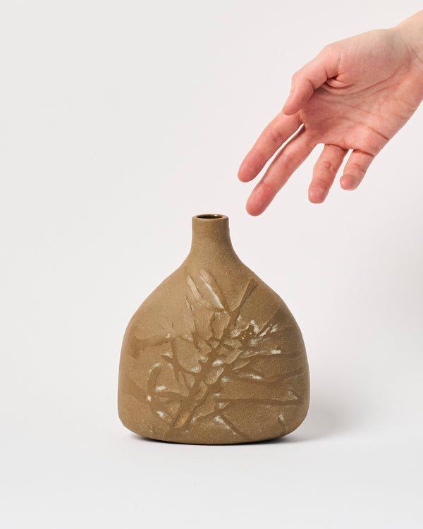 Amelia Black — 'Trace Sediment Raw Umber Bottle Myrtle', Sculptural Vessel