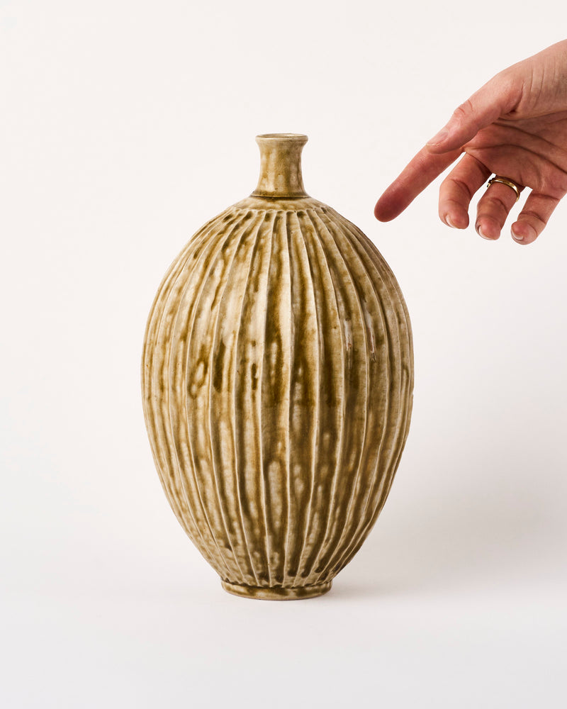 Terunobu Hirata —  Tall Fluted Vase in Ash