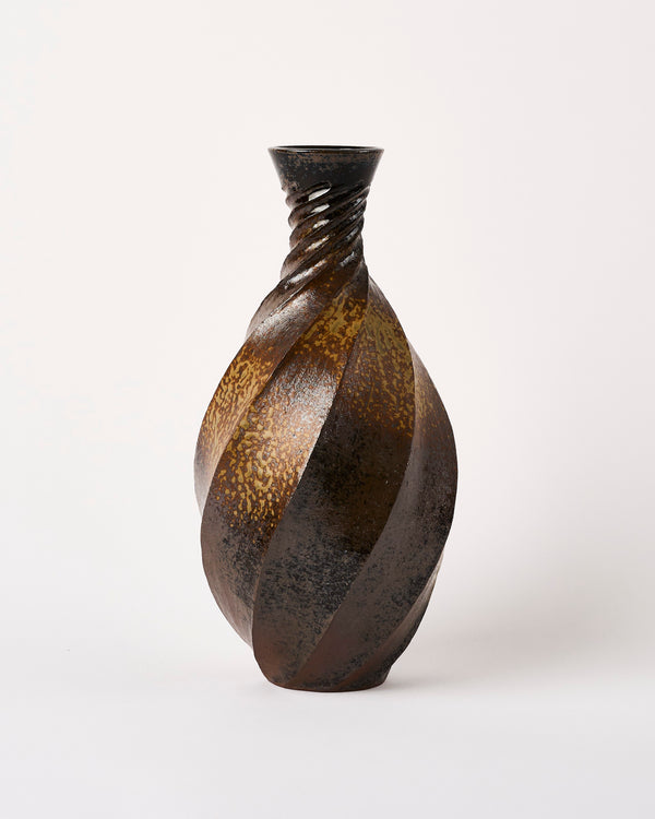 Terunobu Hirata — Faceted Twist Ash Vase with Neck