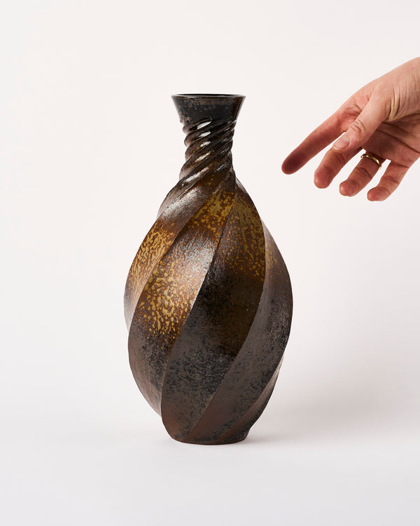 Terunobu Hirata — Faceted Twist Ash Vase with Neck