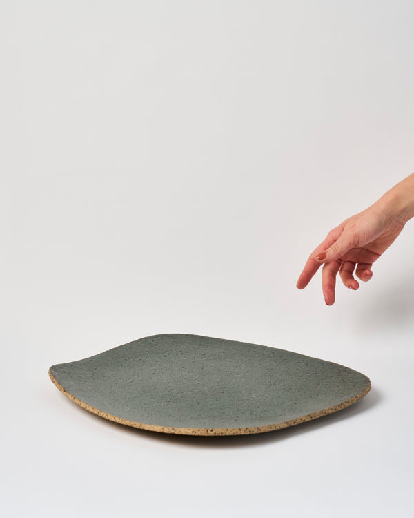 Tracy Muirhead —  Extra Large 'Flat Platter' in Green Speckle