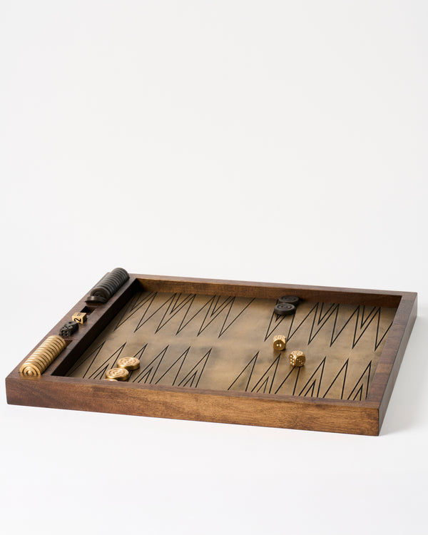 Corbet — 'Backgammon Set', in Brass and American Walnut