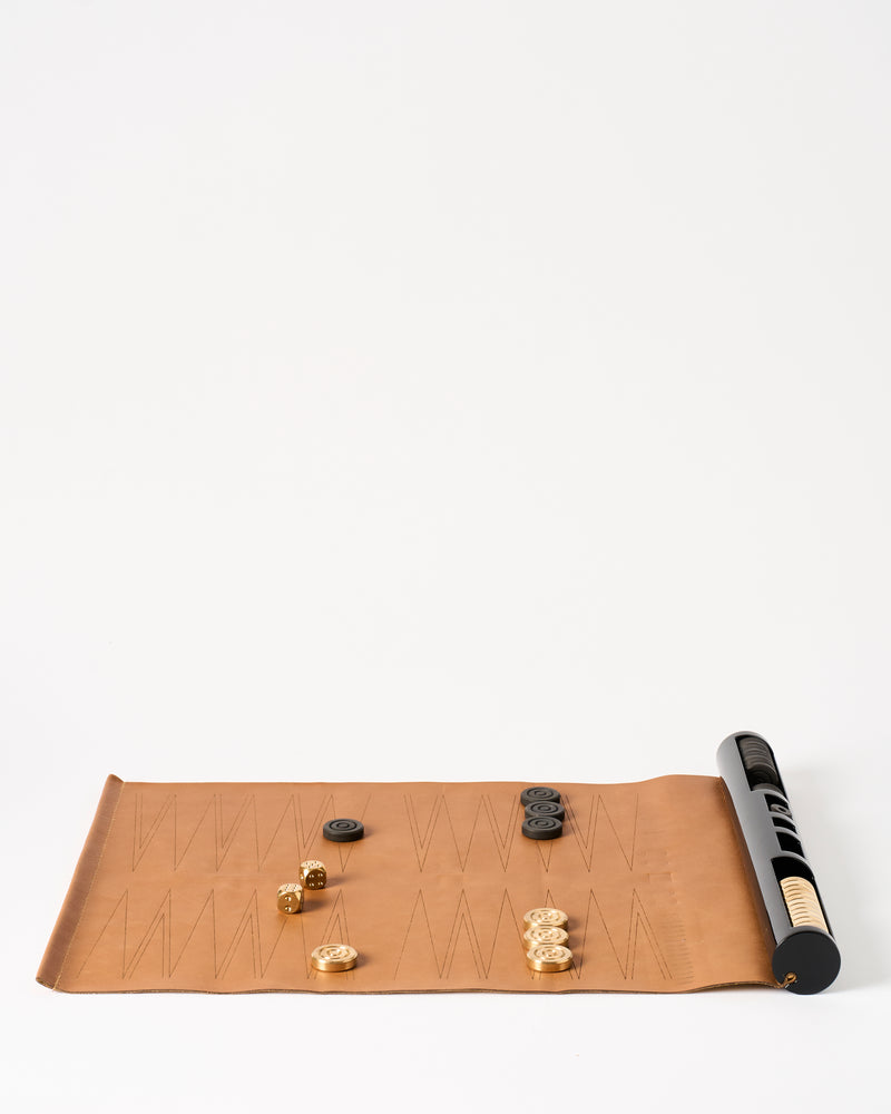 Corbet — 'Backgammon Roll', in Leather and Brass