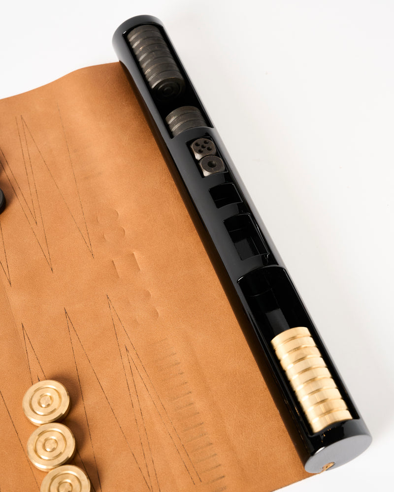 Corbet — 'Backgammon Roll', in Leather and Brass