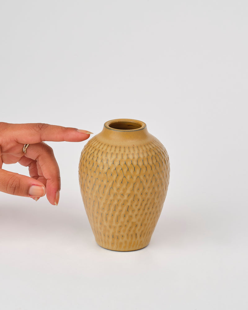 Asahi So —   Medium Carved Budvase in Pumpkin