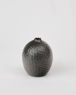 Asahi So —   Medium Carved Budvase in Inky Black