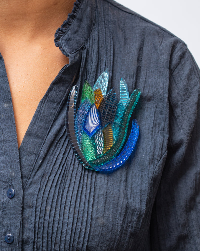 Kath Inglis  — 'Protea Brooch', in Large Blues