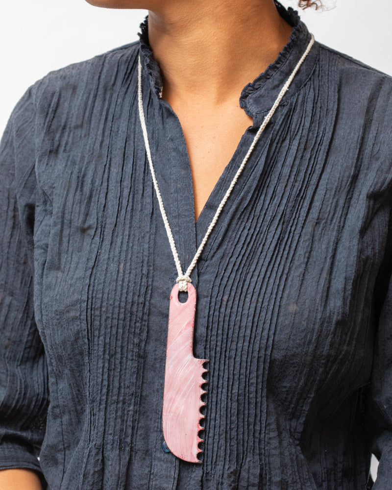 Beth Sanderson — 'Bread Knife' Pendant Necklace in Pink