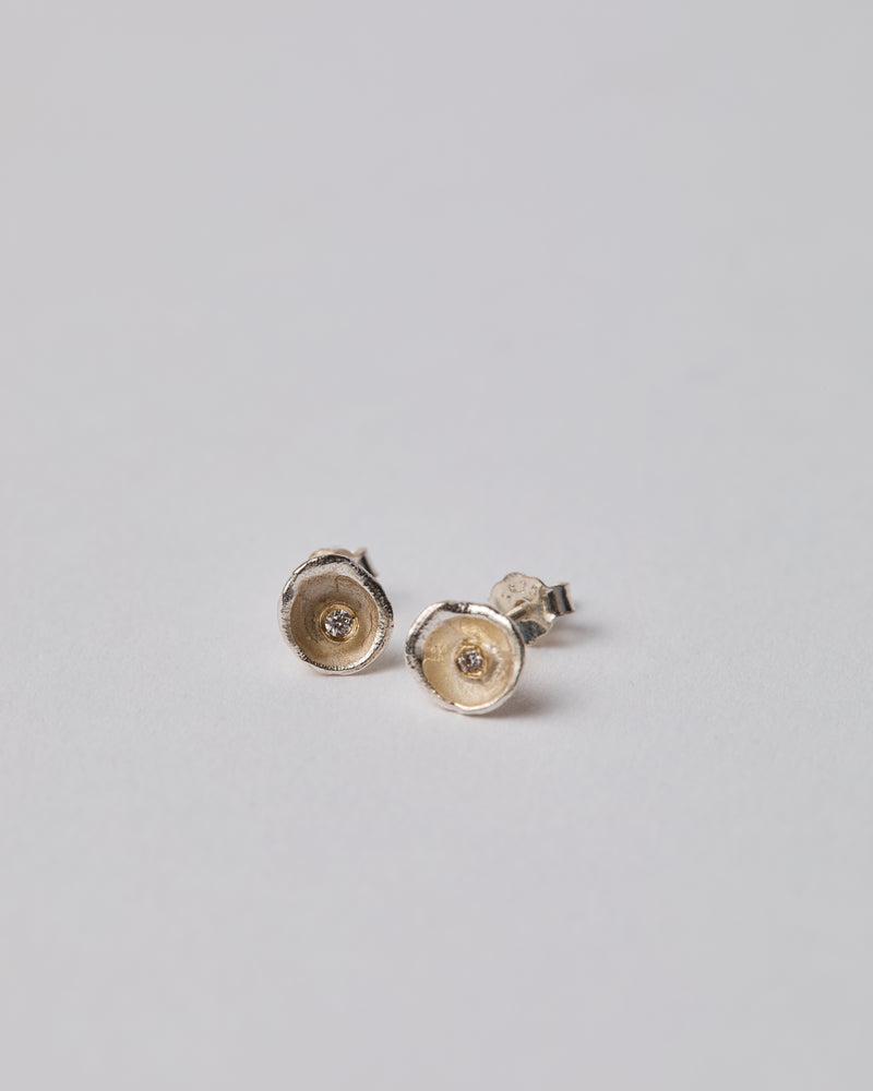 Shimara Carlow— XXS Acorn Stud Earrings in Silver with Diamonds