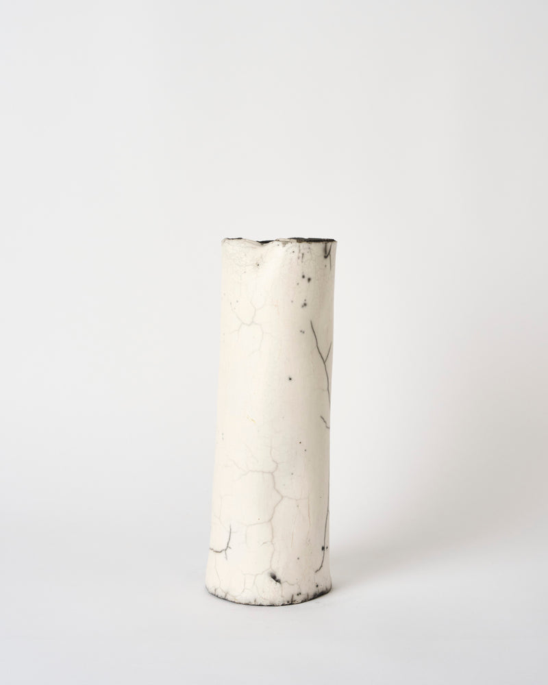 Lia Klugman — 'Naked and Raku Cylinder #1' Sculptural Vessel, 2024