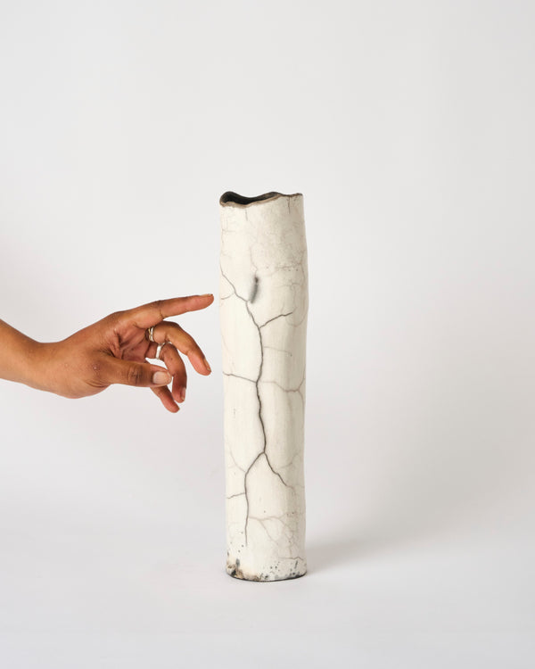 Lia Klugman — 'Naked and Raku Cylinder #2' Sculptural Vessel, 2024